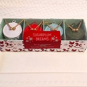 Elegant Holiday Mini Drums Ornament Set - Gold, Red, White, Green 🎄